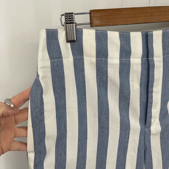 Club Monaco Blue White Stripes Amelee Crop Wide Leg Pants Size 10 NWT - Picture 2 of 8
